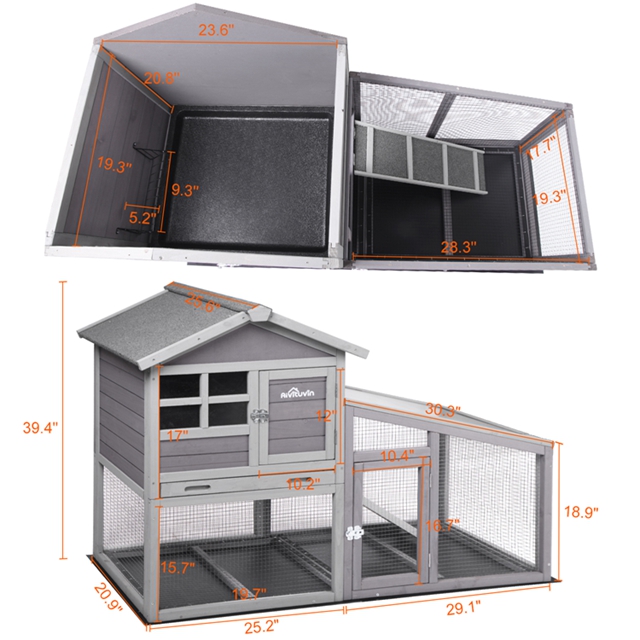 Aivituvin Rabbit Hutch with Run Indoor and Outdoor Waterproof Roof
